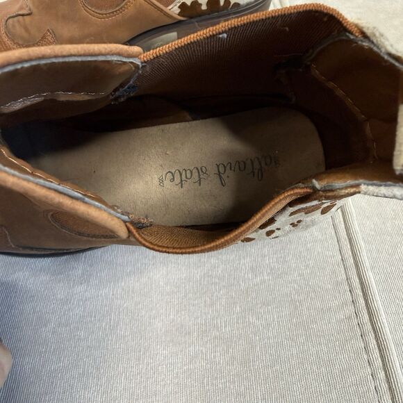 Altar’d State Sz 8.5 Cow Print Brown Western Cowboy Booties Pointed Toe Festival - Picture 8 of 15